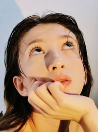 Close-up portrait of a beautiful young woman