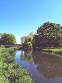 Scenic view of lake against clear sky