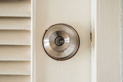Directly below shot of metal door