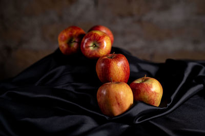 High angle view of apples on table