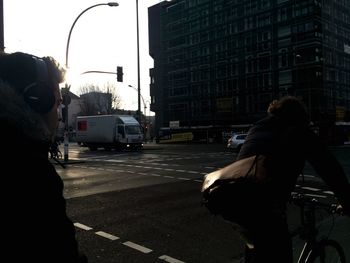 People walking on city street