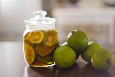 Close-up of fruits on table