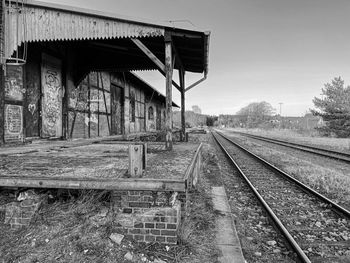 Railroad tracks against clear sky
