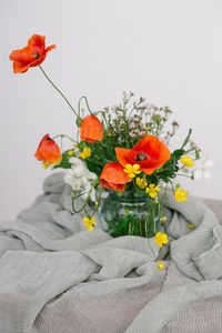 Close-up of rose bouquet in vase