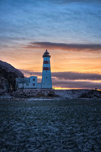 The lighthouse of alnes on godøy, sunnmøre, møre og romsdal, norway.