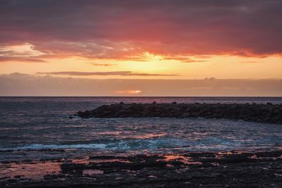 Scenic view of sea at sunset