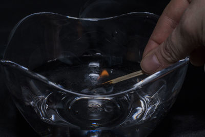 Close-up of experiments with fire and water 