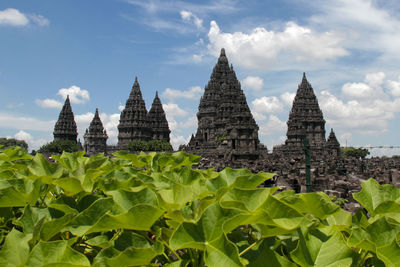 Temple against building