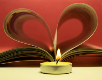 Close-up of heart shape on table