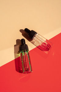 High angle view of usb stick against yellow background