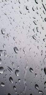 Full frame shot of raindrops on glass window