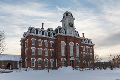 Building against sky during winter