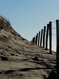 Scenic view of beach against clear sky