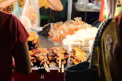 Marinated steaks at street food