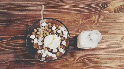 High angle view of food on table