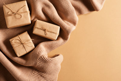 High angle view of christmas lights