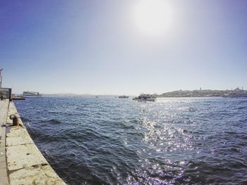 Scenic view of sea against clear sky