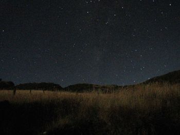 Scenic view of landscape against sky at night