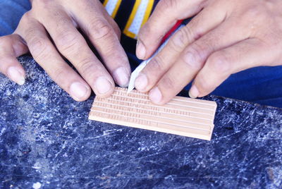 Close-up of man hand