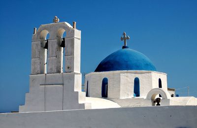 Low angle view of church against blue sky