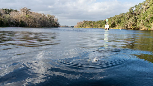 Scenic view of lake against sky
