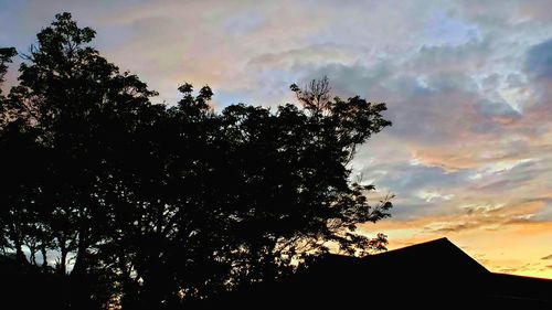 Low angle view of silhouette trees against sky during sunset