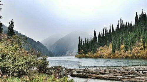 Scenic view of lake and mountains