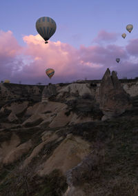 Hot air balloons against sky