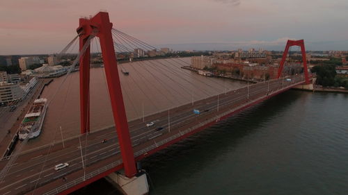 High angle view of bridge over river against sky