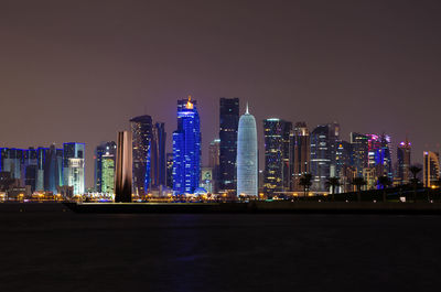 Illuminated cityscape at night