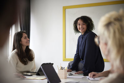 Diverse team having business meeting in conference room