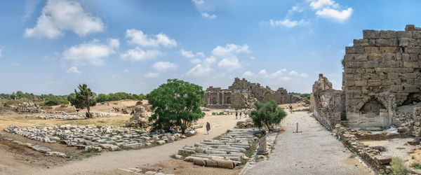 Side, turkey 18.07.2021. agora area of ancient city of side in antalya province, turkey