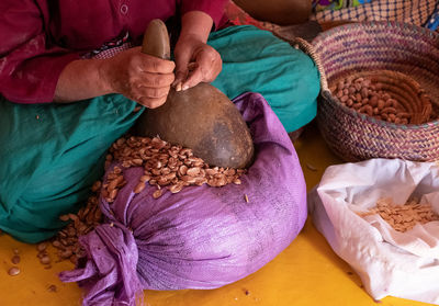 High angle view of woman working