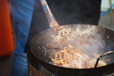 Close-up of meat on barbecue grill