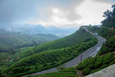 Scenic view of agricultural landscape against sky