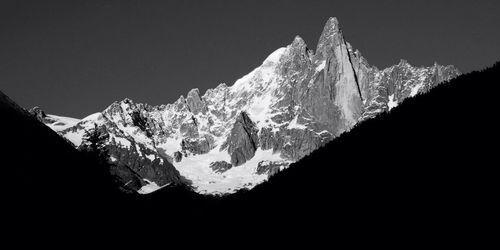 Scenic view of snow covered mountains