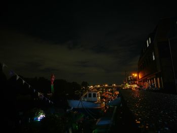 View of illuminated city at night