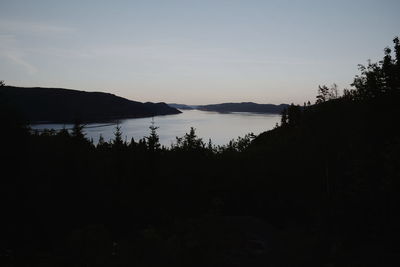 Scenic view of lake against sky at sunset