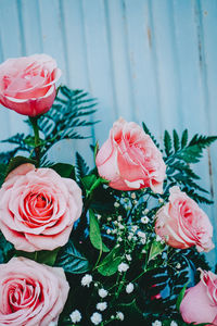 High angle view of rose bouquet