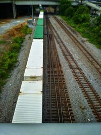 High angle view of railroad station platform