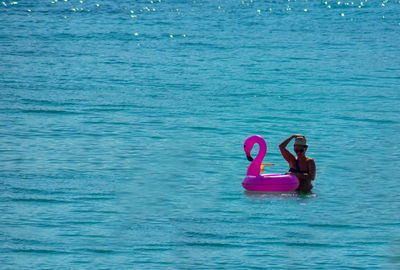 View of swimming pool in sea
