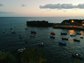 Scenic view of sea against sky at sunset