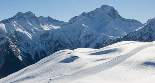Landscape in les deux alpes, a french winter sports resort located in oisans, in the Écrins massif.