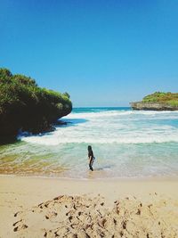 Scenic view of sea against clear sky