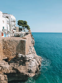 Blue and white exterior of buildings in peniscola town