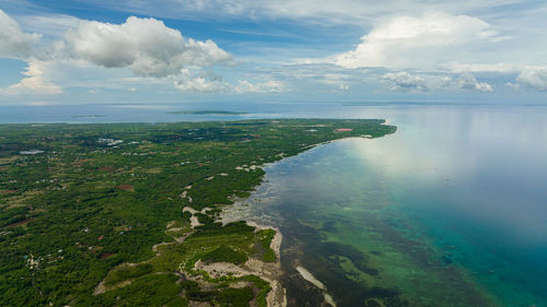High angle view of sea against sky