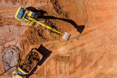 Aerial view of construction machinery