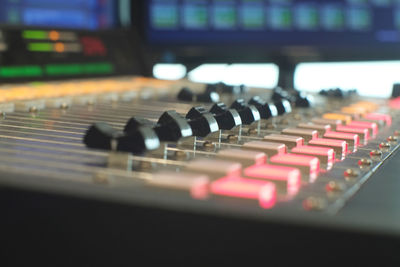 Close-up of sound mixer