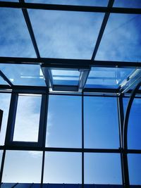 Low angle view of sky seen through window