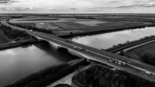 High angle view of bridge over river